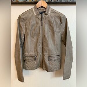 Vintage Bernardo Women's Beige Faux Leather  Bolero Biker Jacket